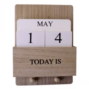 image of Wall Hanging Perpetual Calendar With Key Hooks