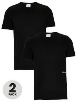 image of Calvin Klein 2 Pack Of Statement 1981 Slim Fit T-Shirts - Black