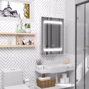 Image of kleankin LED Illuminated Bathroom Mirror Cabinet with LED Lights, Wall-mounted Storage Organizer with Shelves, Touch Switch For Makeup Cosmetic