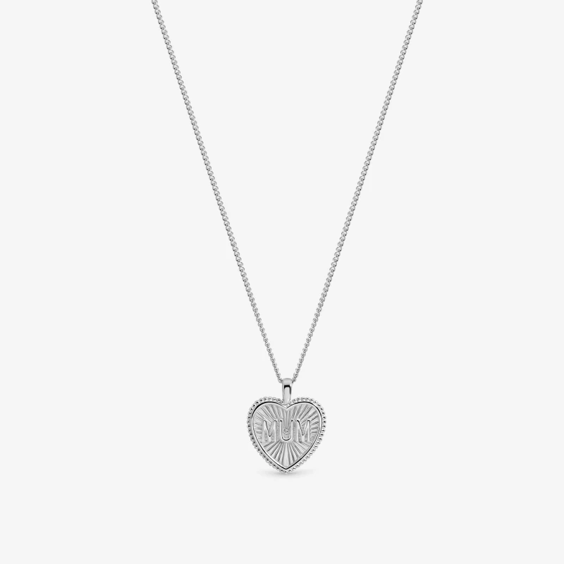 Image of Inicio Sterling Silver Plated Mum Pendant - Gift Pouch Silver female One Size