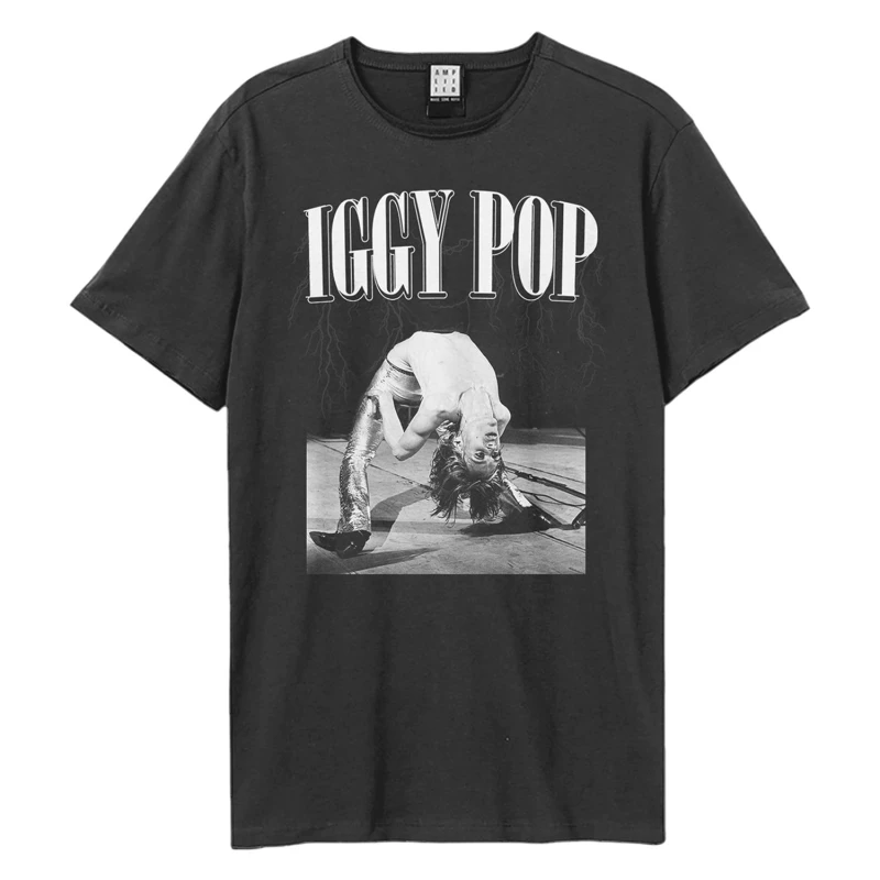 Image of Amplified Amplified Men Pop On Stage Iggy Pop T-Shirt in Charcoal Size: X-Small Charcoal XS Male 5063574714594