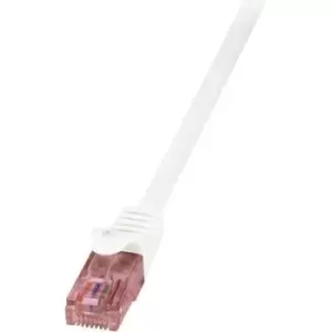 image of LogiLink CQ2031U RJ45 Network cable, patch cable CAT 6 U/UTP 1m White Flame-retardant, incl. detent