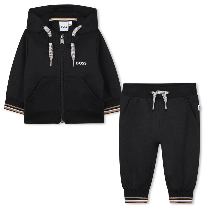 Image of Boss Kids Full Zip Closed Cuff Joggers Black male 3M