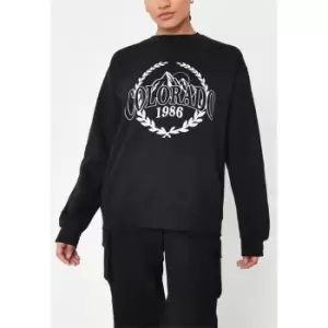 Missguided Petite Colorado Graphic Print Sweatshirt - Black