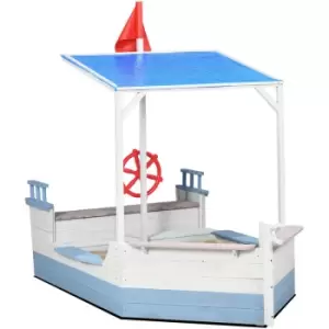 Image of Outsunny Kids Wooden Sand Pit w/ UV Protections, Canopy, for Ages 3-8 Years - Blue