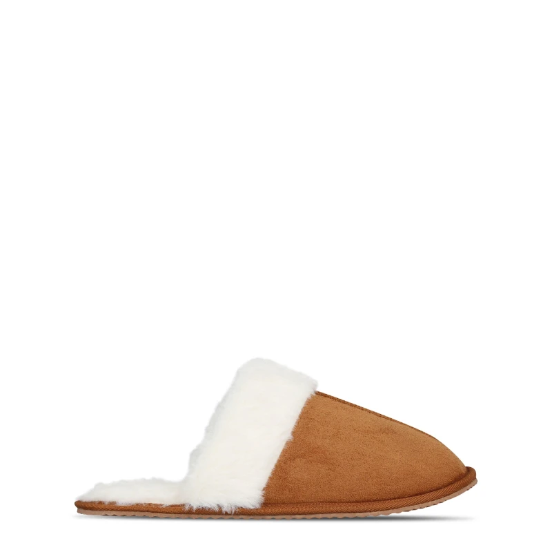 Image of Linea Faux Suede Mule Slipper - Brown Brown 3
