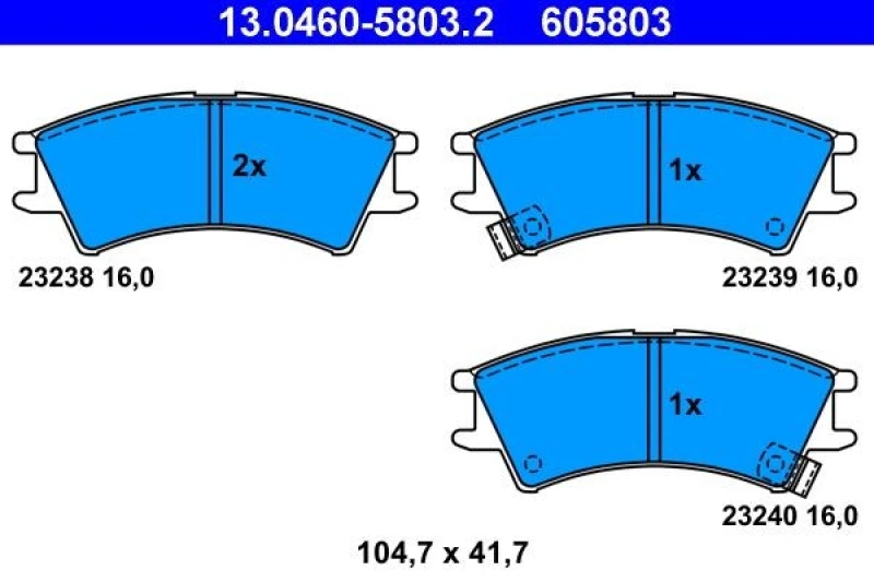 Image of ATE 13.0460-5803.2 Brake pad set with acoustic wear warning Brake Pad Set,disc brake (402)
