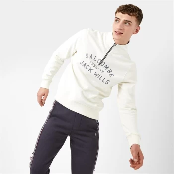 Image of Jack Wills Amersham Half Zip Sweatshirt - Vintage White