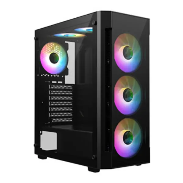 image of CiT Destroyer Black Mid Tower Tempered Glass PC Gaming Case