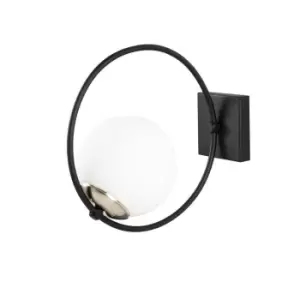 image of Model 10 Deco 1-light Globe Wall Lamp Black