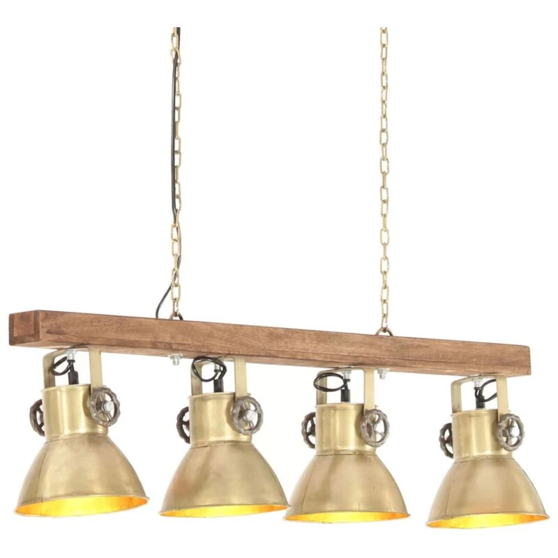 Image of VIDAXL Industrial Ceiling Lamp Brass E27 Mango Wood Vidaxl 8720286024065
