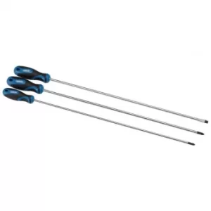Image of Draper Extra Long Reach Soft Grip Screwdriver Set, 450mm (3 Piece)