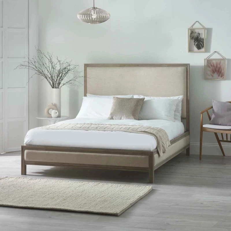 Image of Julian Bowen Lucie 4ft6 Double Ivory Fabric Bed Frame