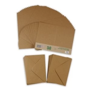 image of Craft UK 5" x 7" Card Blanks & Envelopes Kraft 280gsm 50 pack