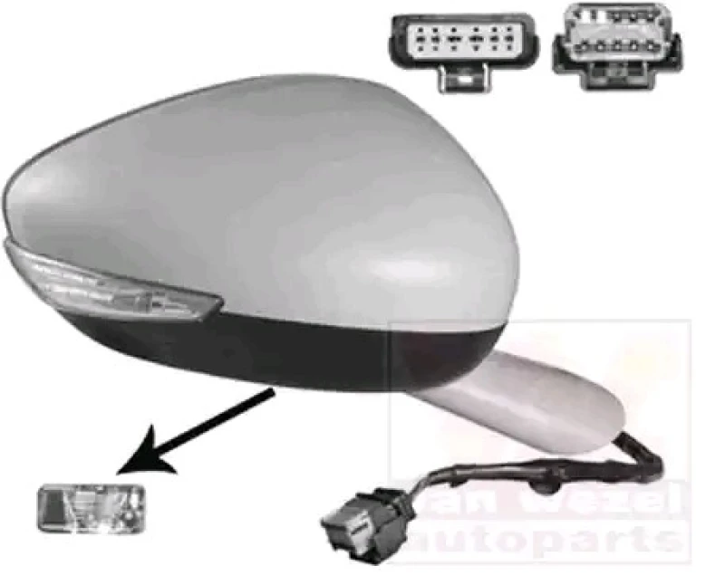 Image of VAN WEZEL 4068828 Wing mirror * HAGUS * Right, with temperature sensor, partially primed Outside Mirror (50)