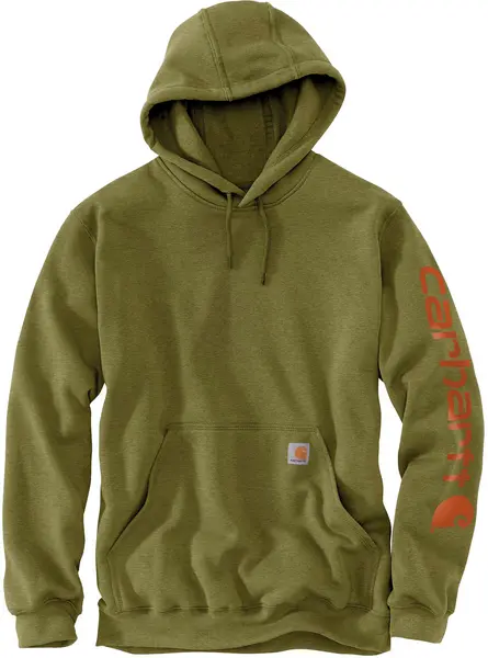 Image of Carhartt Midweight Sleeve Logo Hoodie, green-brown, Size 2XL