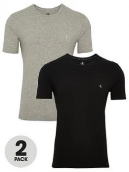 image of Calvin Klein 2 Pack Shortsleeve T-Shirt - Black/Grey, Size S, Men