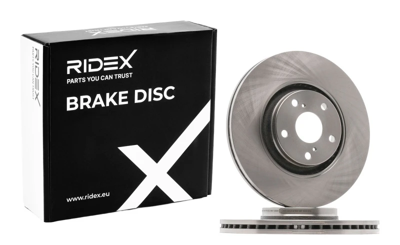 Image of RIDEX 82B0587 Brake disc Front Axle, Vented, Cast Iron, Uncoated, Untreated, without bolts/screws Cast Iron Brake Disc (82)