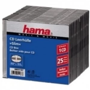 image of Hama CD Slim Box, Black, Pack of 25 - 00051167