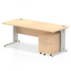 Image of Impulse 1800 Straight Wire Managed Workstation 500 Two drawer mobile Pedestal Bundle Maple