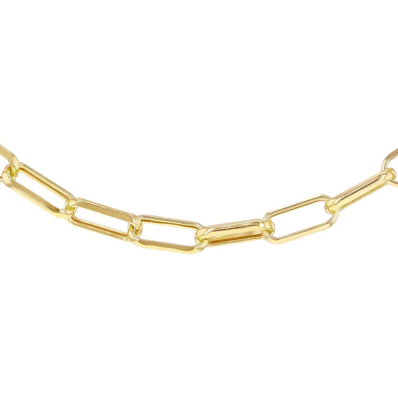 Image of Be You 9ct Gold Hollow Faceted Paper Chain Yellow Gold female 20in