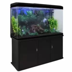Image of Monster Shop Aquarium Fish Tank and Cabinet With Complete Starter Kit - Black Tank and Black Gravel