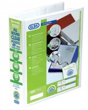Image of Elba A4 4d Ring 50mm Wht Pan Pres Binder