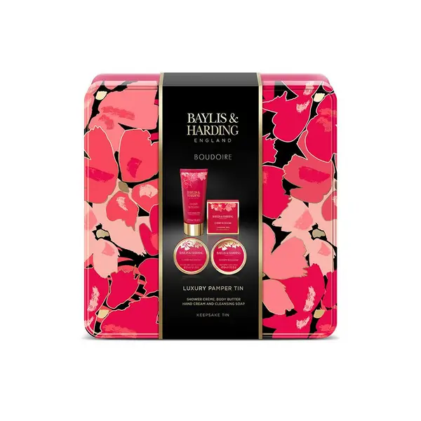 image of Baylis & Harding Bodoire Cherry Blossom Luxury Pamper Tin Set 4 x 50ml