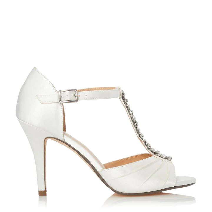 image of Roland Cartier Ivory 'Maggie' Stiletto Heel T-Bar Sandals - 3