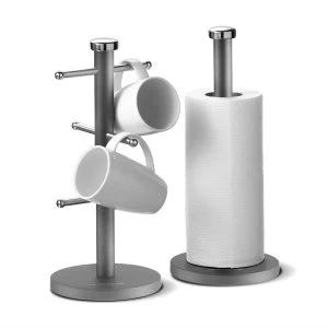 image of Morphy Richards Accents Mug Tree and Kitchen Roll Holder - Titanium