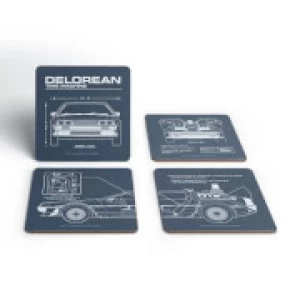 image of Back To The Future Delorean Schematic Coaster Set