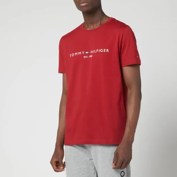 Image of Tommy Hilfiger Mens Logo Crewneck T-Shirt - Regata Red - M