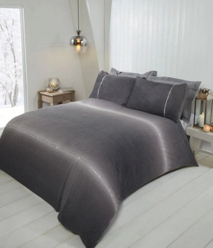 Image of Rapport Home Diamante Teddy Duvet Set Grey