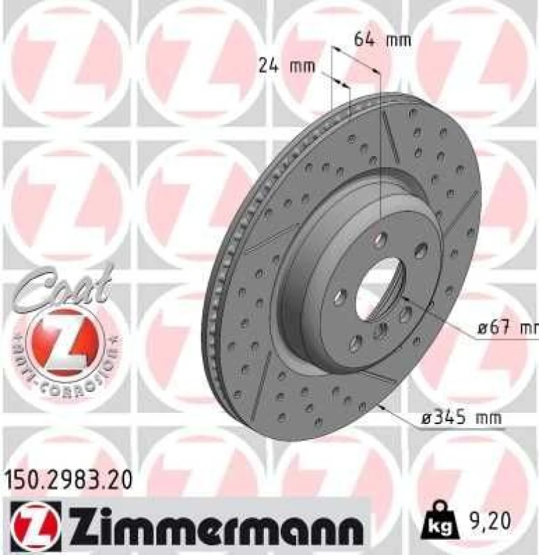 Image of ZIMMERMANN Brake disc ZIMMERMANN 150.2983.20