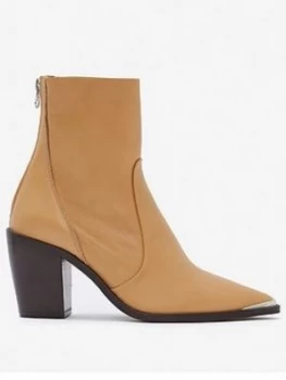 Image of Mint Velvet Amy Camel Leather Ankle Boots - Brown, Size 38, Women