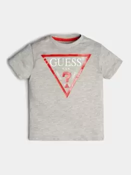 image of Guess N73I55-K5M20-M90 boys's Childrens T shirt in Grey. Sizes available:2 ans