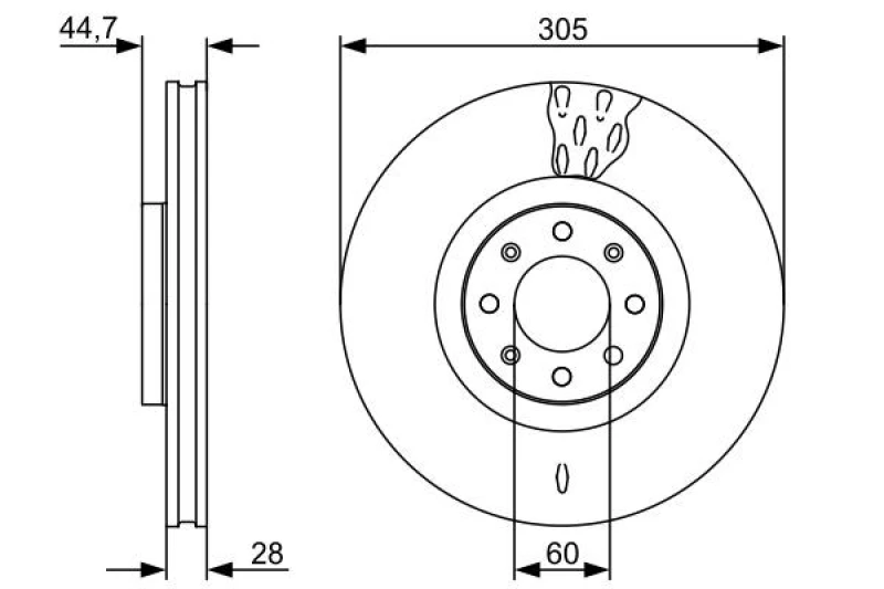 Image of Bosch 0 986 479 531 Brake disc Vented, Oiled, Alloyed/High-carbon, with bolts/screws Brake Disc (82)