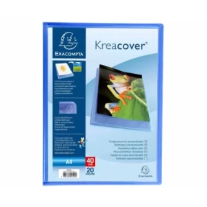 image of Kreacover Display Book PP A4, 20 Pkts, Blue, 4 Packs of 5