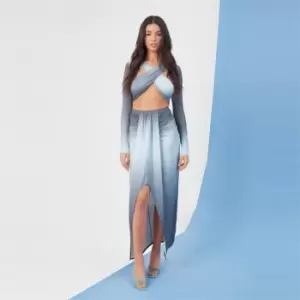 image of Missguided Ls Drap Front Bralet Ombre - Blue