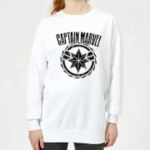 Image of Captain Marvel Logo Womens Sweatshirt - White
