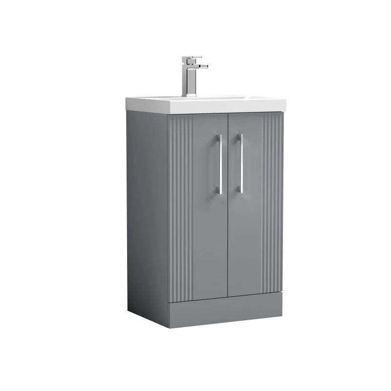 Image of Balterley 2 Door Floor Standing Vanity Unit Mid Edge Basin Grey 500mm Grey