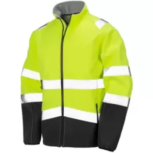 Image of Result - Safeguard Mens Printable Safety Softshell Jacket (2XL) (Fluorescent Yellow/Black) - Fluorescent Yellow/Black