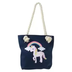 image of Little Rider Childrens/Kids Unicorn Tote Bag (One Size) (Navy)