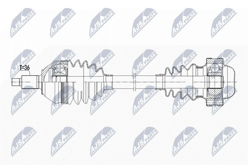 Image of NTY NPW-WW-246 Drive shaft 5-Speed Manual Transmission, Front Axle Right Drive Shaft (13)