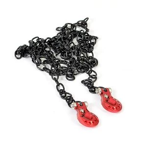 image of Fastrax Deluxe Aluminium Red Winch Hooks & Black Chain Set