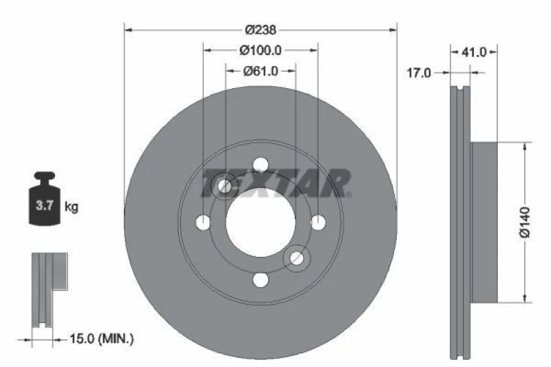 Image of Brake disc TEXTAR 92350903