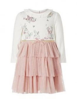 image of Monsoon Baby Girls Woodland Animal Disco Dress - Pink