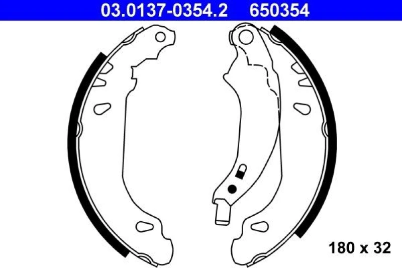 Image of ATE 03.0137-0354.2 Brake Shoes with lever Brake Shoe Set (70)