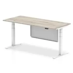 image of Air 1800 x 800mm Height Adjustable Desk Grey Oak Top White Leg With