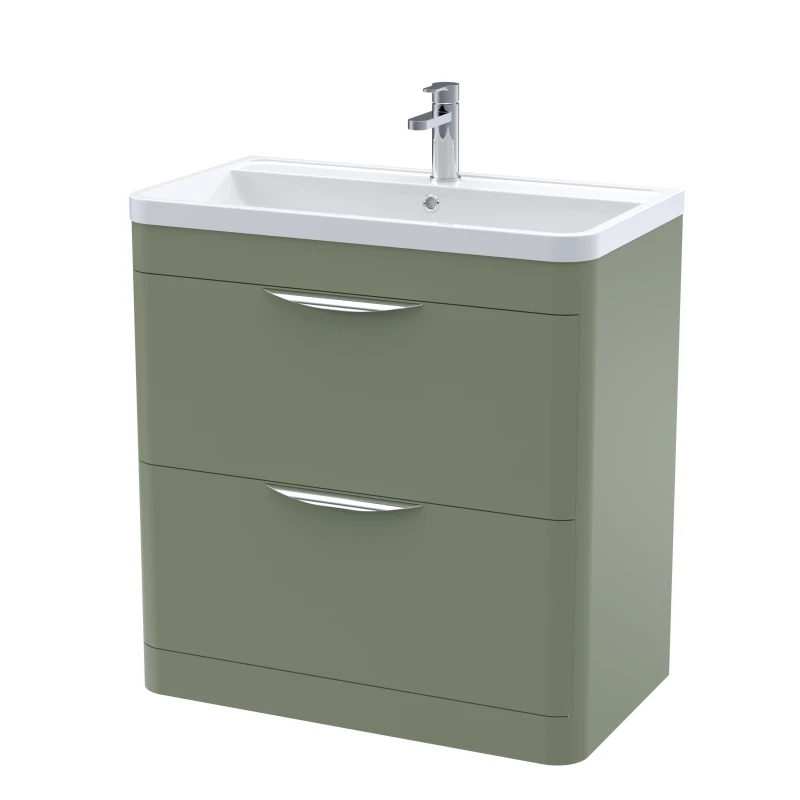 Image of Balterley Floor Standing 2 Drawer Vanity Unit Polymarble Basin Green 800mm Green